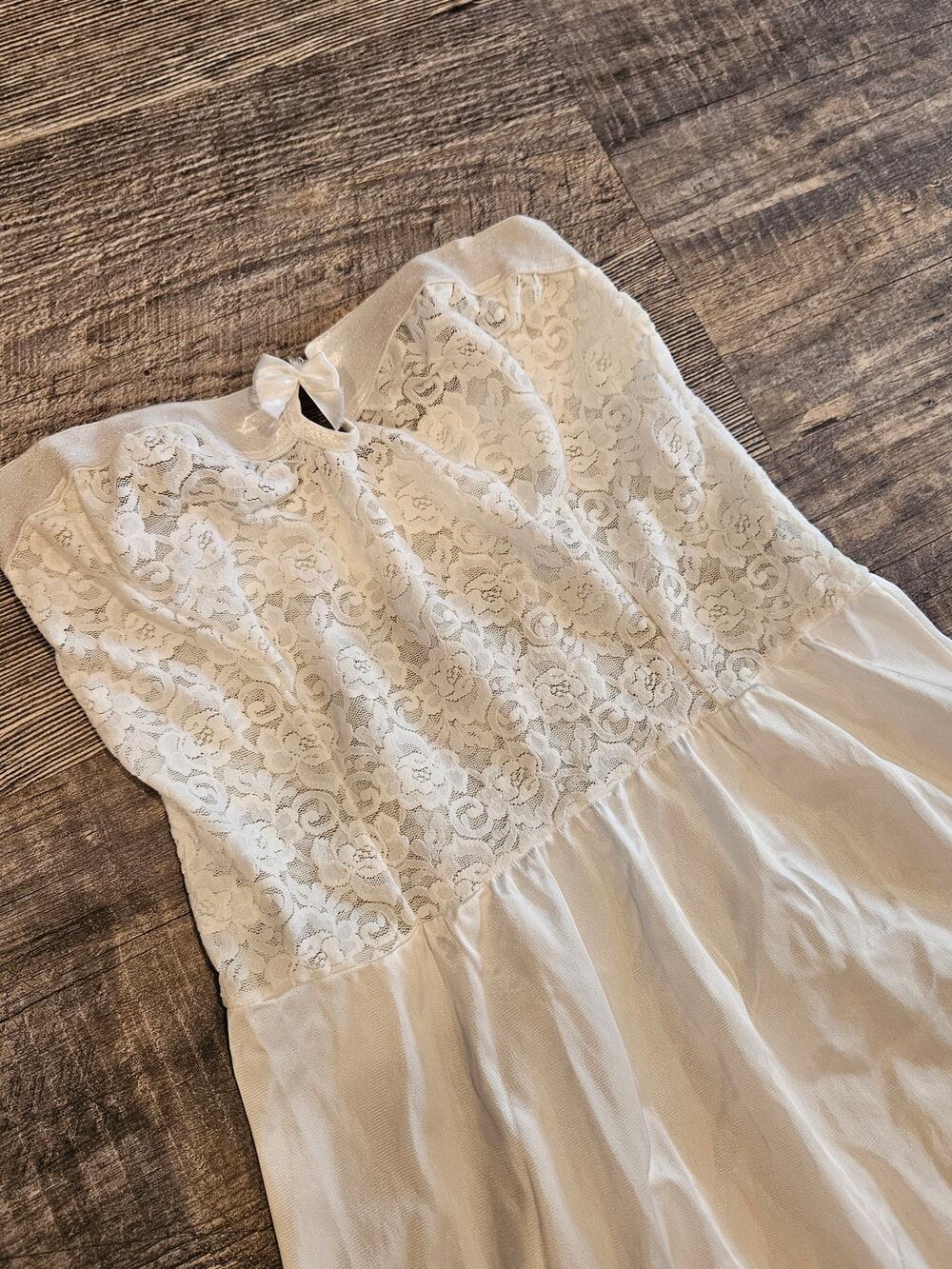 Vintage strapless slip mini dress Lace bodice lingerie chemise Sears small 34